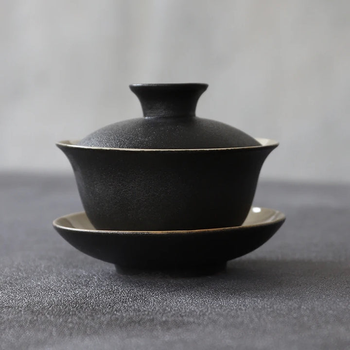 SkandiJapan black ceramic gaiwan teaup Kung fu tea sets 130ml