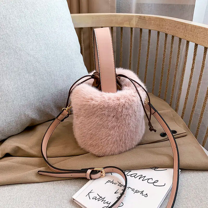 Plush Winter Faux Fur Bucket Bag