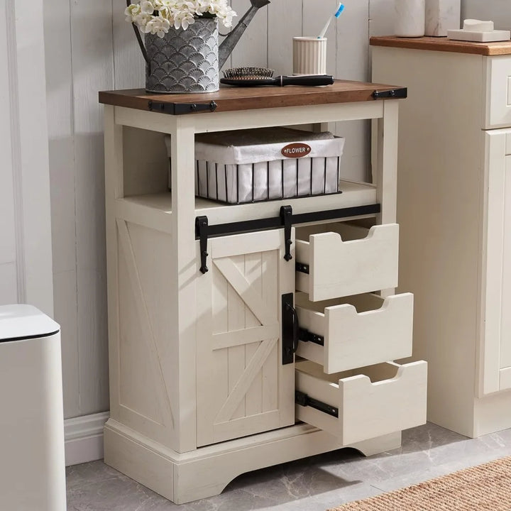 Rustic Barn Door Bathroom Storage Cabinet