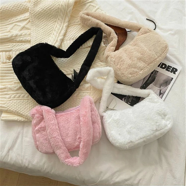 Soft Plush Furry Hobo Shoulder Bag