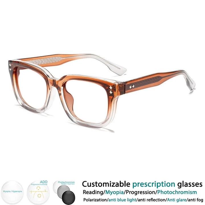 Square Rivet Presbyopic Glasses – Custom Diopter & Timeless Style