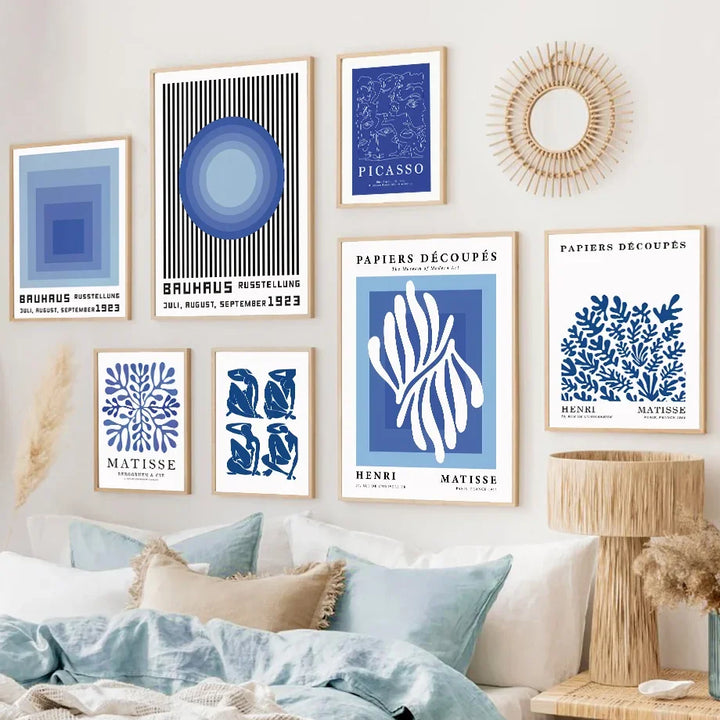 Blue Coral Leaves Canvas Wall Art