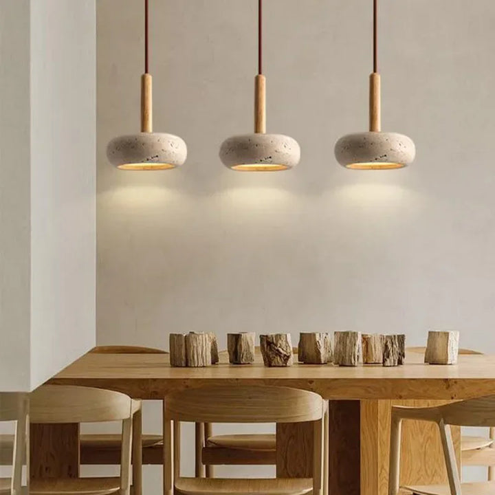 LumiStone Pendant Lamp – Natural Stone & Wood Elegance