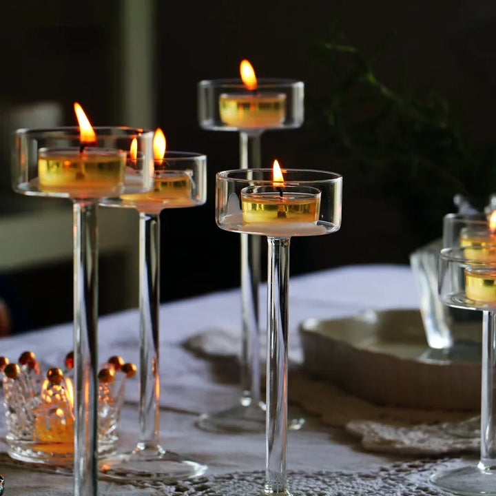 SkandiShop Glass Candle Holders Set