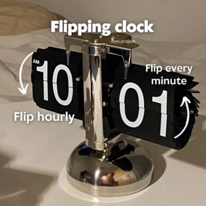 MonoFlip Retro Desk Clock – Minimalist Mechanical Timepiece