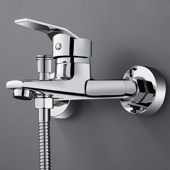 Zinc Alloy Basin Faucets Chrome Wall Mounted Hot Cold Water Dual Spout Mixer Tap For Bathroom Splitter Bath Shower Basin