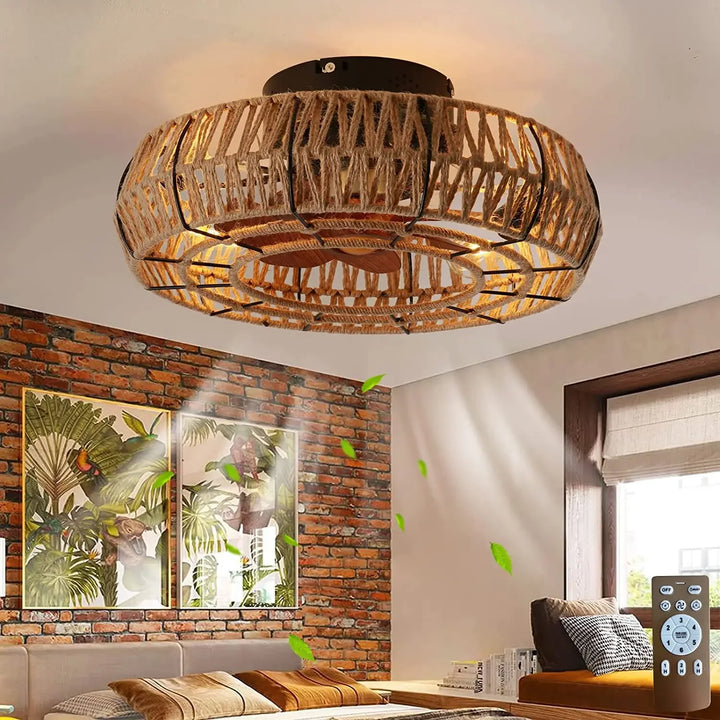 American Retro Cage Ceiling Fan Lamp