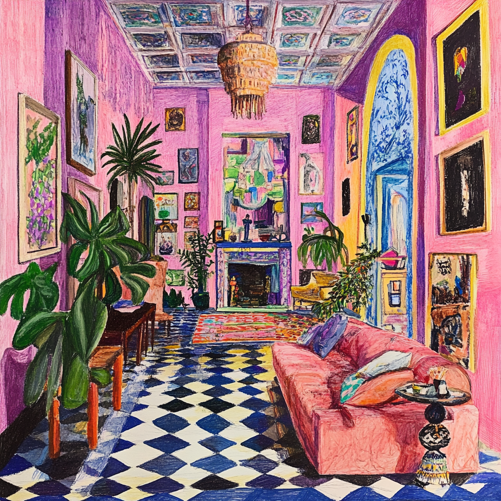 Maximalist home decor drawing