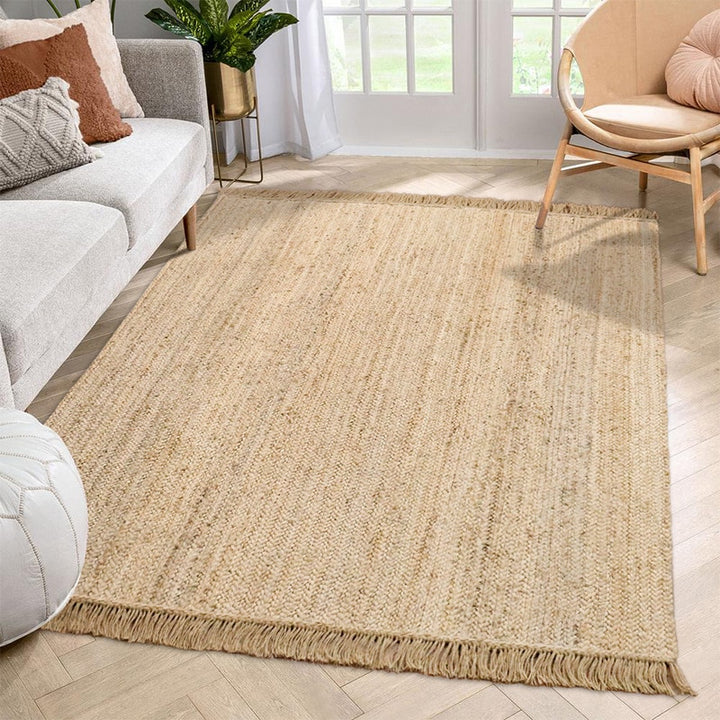 SkandiShop Jute rug Living Room Carpet Natural Hand Woven